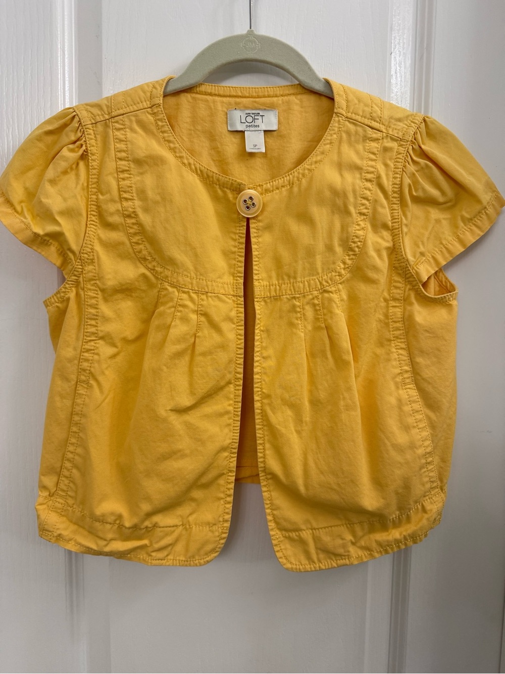 LOFT Yellow Short-Sleeve Cropped Jacket